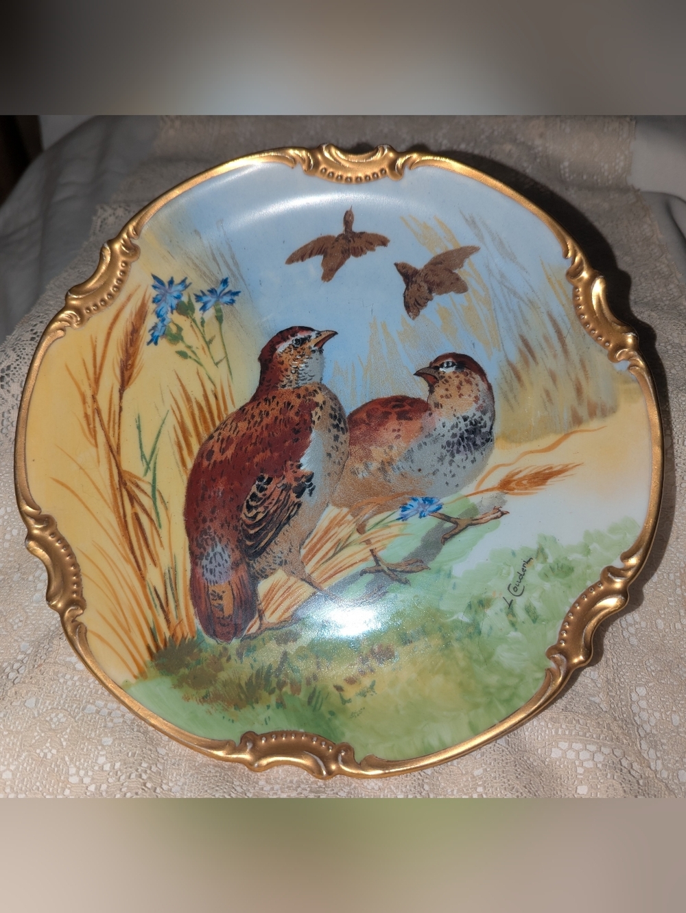 Antique Limoges Coronet Game Bird Plate France 1900